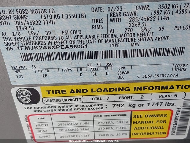 1FMJK2A8XPEA56051 Ford Expedition Limited Max