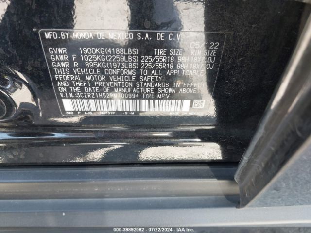 3CZRZ1H52PM700994 Honda Hr-v 2wd Sport