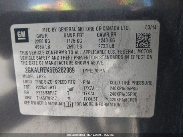 2GKALREK6E6282089 GMC Terrain Sle-2
