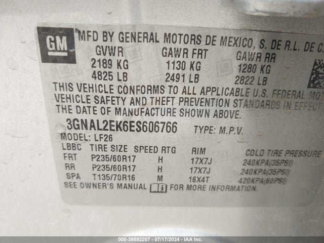Chevrolet Captiva Sport 2ls 2014 3GNAL2EK6ES606766 Image 9