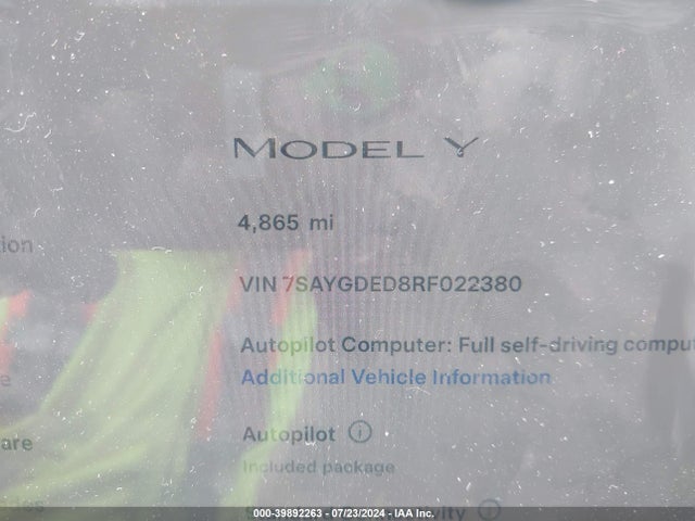 Tesla Model Y 2024 7SAYGDED8RF022380 Image 15