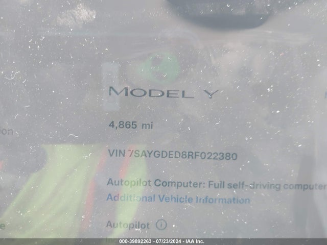 2024 TESLA MODEL Y 7SAYGDED8RF022380 Photo 6