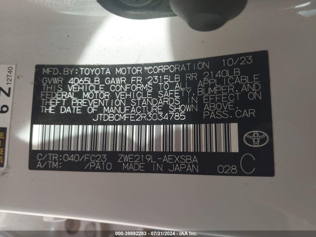 Toyota Corolla Hybrid Se 2024 JTDBCMFE2R3034785 Image 9