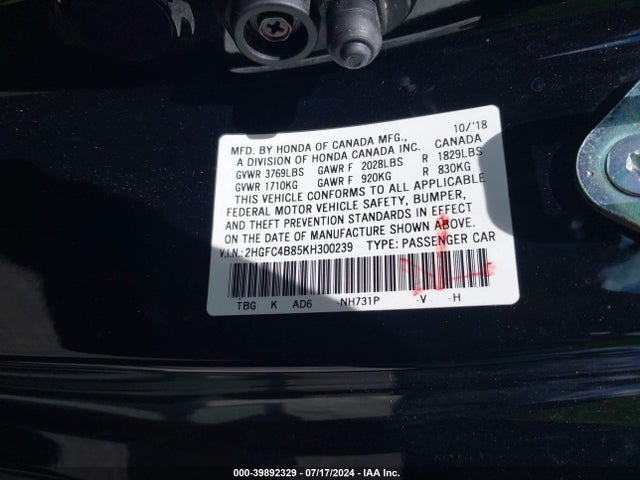 Honda Civic Sport 2019 2HGFC4B85KH300239 Image 9