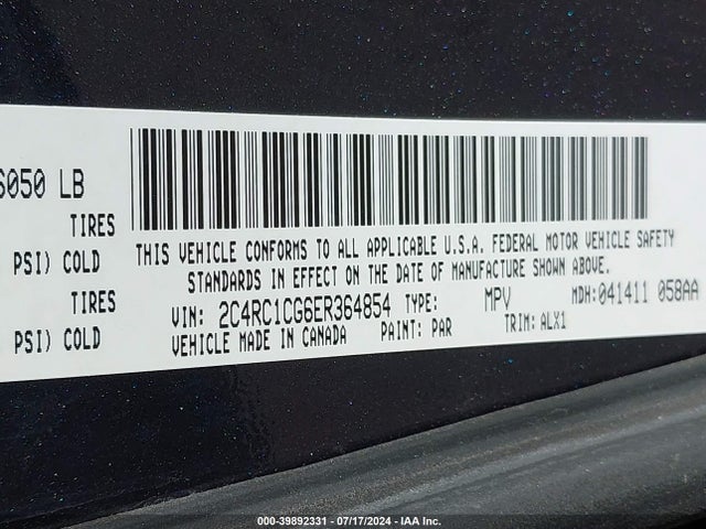 2C4RC1CG6ER364854 Chrysler Town & Country Touring-l
