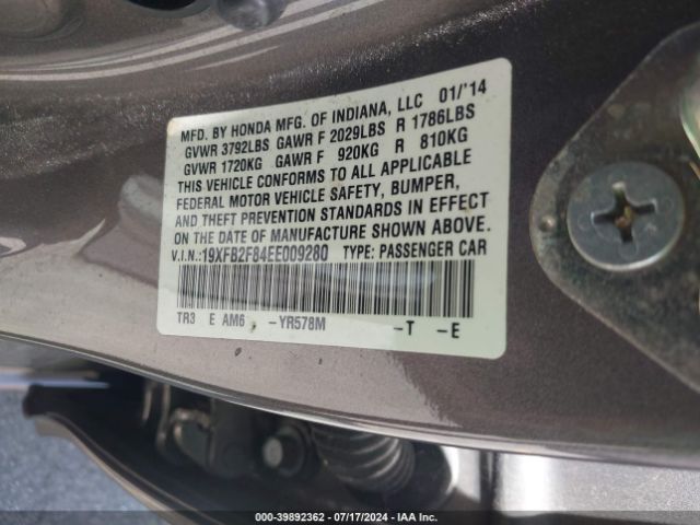 19XFB2F84EE009280 Honda CIVIC EX