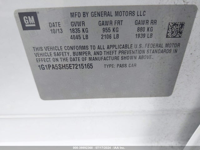 Chevrolet Cruze Ls Auto 2014 1G1PA5SH5E7215165 Image 9