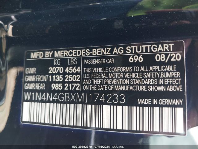 W1N4N4GBXMJ174233 Mercedes-Benz GLA 250