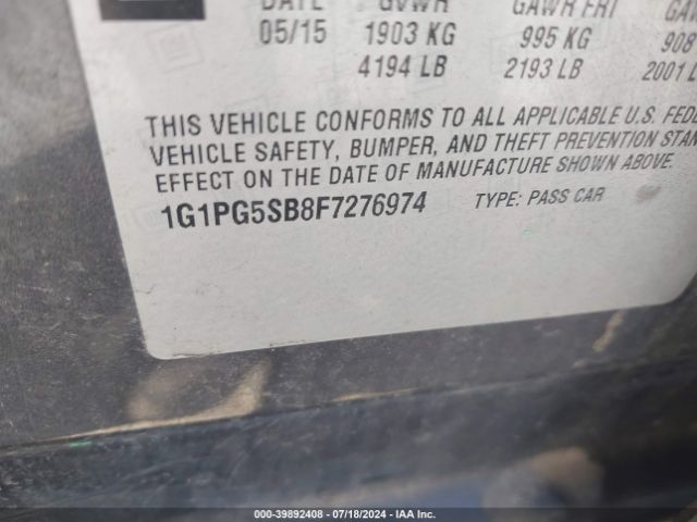 1G1PG5SB8F7276974 Chevrolet CRUZE LTZ