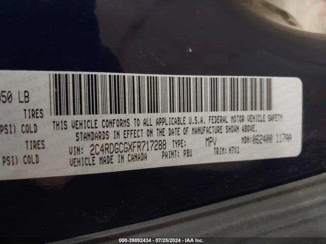 Dodge Grand Caravan Sxt 2015 2C4RDGCGXFR717288 Image 9
