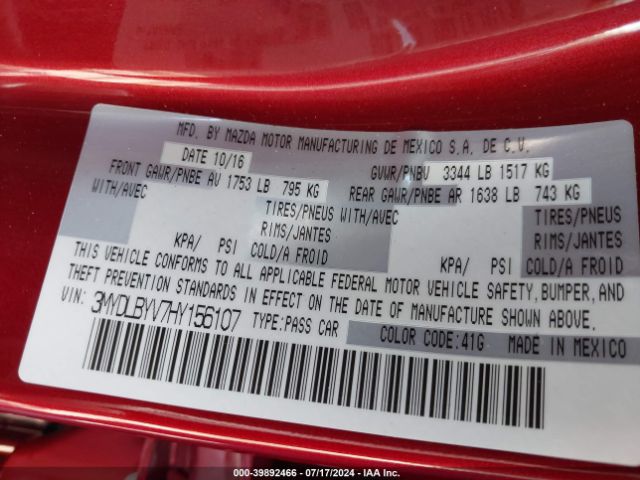 3MYDLBYV7HY156107 Toyota YARIS IA