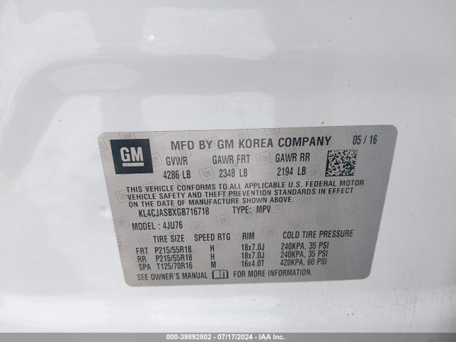 Buick Encore 2016 KL4CJASBXGB716718 Image 9