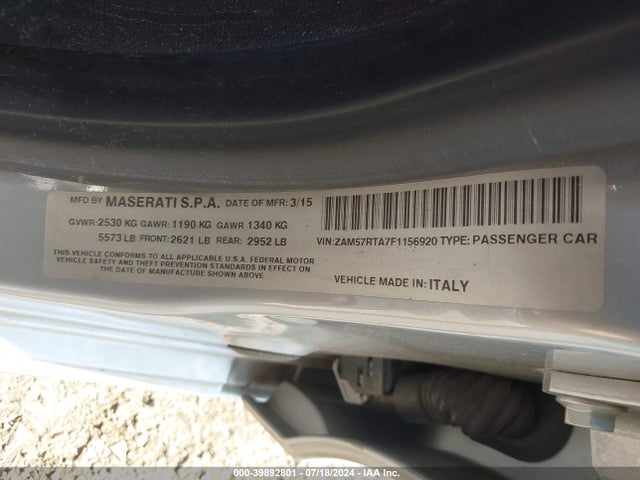 ZAM57RTA7F1156920 Maserati Ghibli S Q4