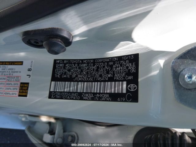 JTDKN3DU6E1745474 Toyota Prius Four
