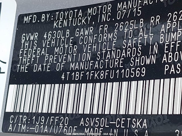 Toyota CAMRY SE 2015 4T1BF1FK8FU110569 Image 9