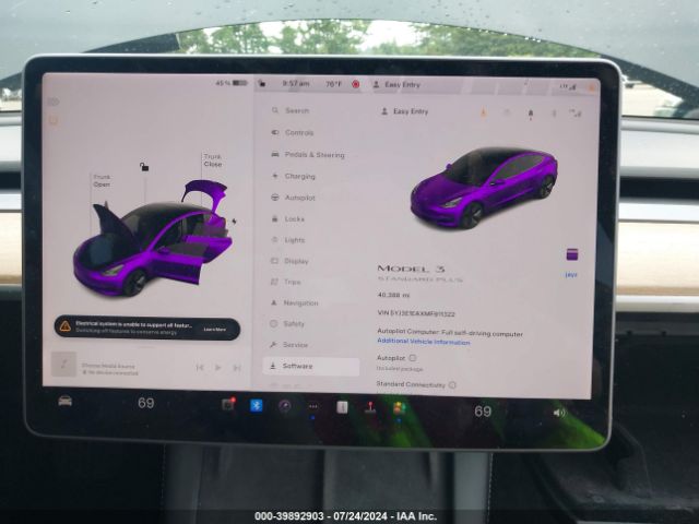 5YJ3E1EAXMF911322 Tesla Model 3 Standard Range Plus Rear-wheel Drive