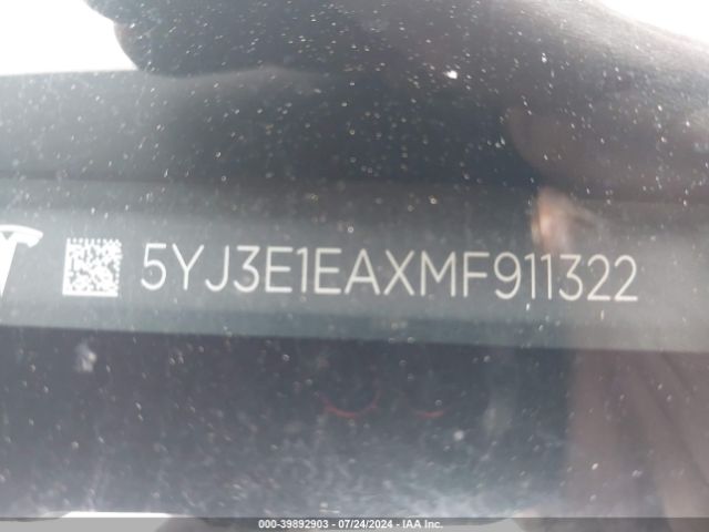 5YJ3E1EAXMF911322 Tesla Model 3 Standard Range Plus Rear-wheel Drive