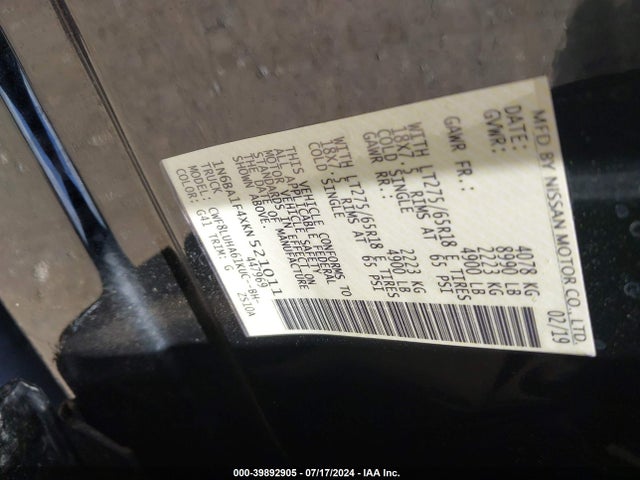 1N6BA1F4XKN521011 Nissan Titan Xd Pro-4x Diesel