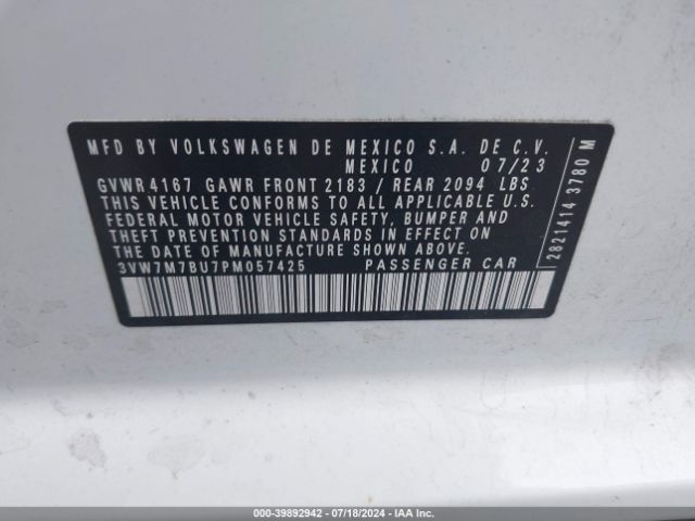 3VW7M7BU7PM057425 Volkswagen Jetta 1.5t Se