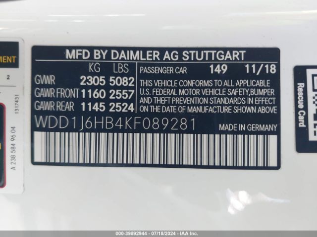 WDD1J6HB4KF089281 Mercedes-Benz E 450