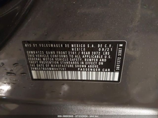3VWE57BU9MM087591 Volkswagen Jetta 1.4t Sel