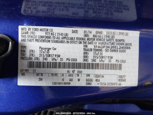 1FADP3K26EL245586 Ford FOCUS SE