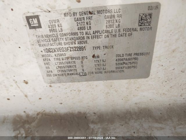 1GC2KVEG3FZ522891 Chevrolet Silverado 2500hd Lt
