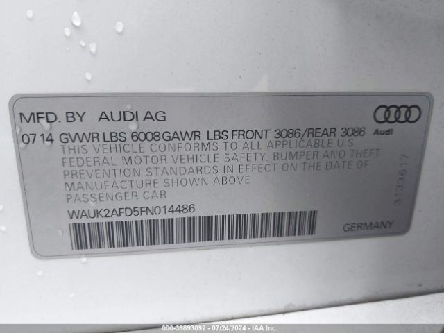 WAUK2AFD5FN014486 Audi S8 4.0t