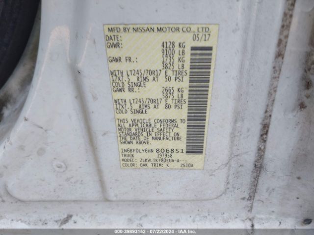 1N6BF0LY6HN806851 Nissan Nv Cargo Nv2500 Hd Sv V6