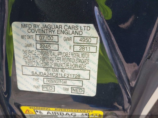 2001 JAGUAR XJ8 SAJDA24C81LF21728 Photo 8