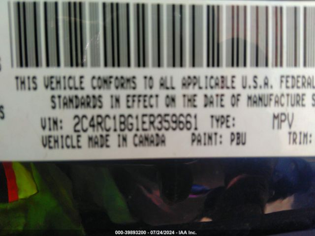 2C4RC1BG1ER359661 Chrysler Town & Country Touring