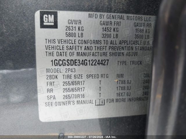 1GCGSDE34G1224427 Chevrolet Colorado Z71