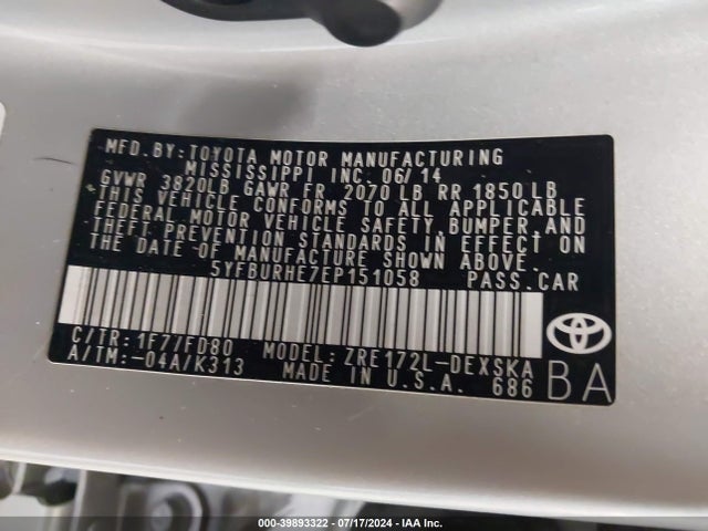 Toyota Corolla S Plus 2014 5YFBURHE7EP151058 Image 9
