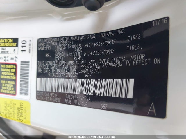 Toyota Sienna Le 8 Passenger 2017 5TDKZ3DC7HS788627 Image 9