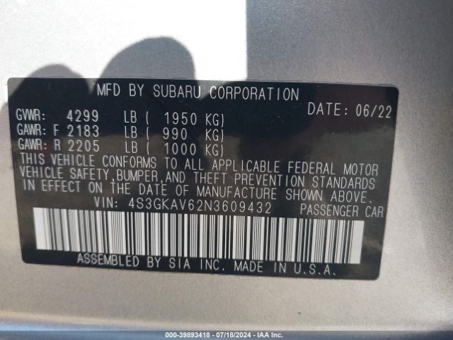 4S3GKAV62N3609432 Subaru Impreza Premium