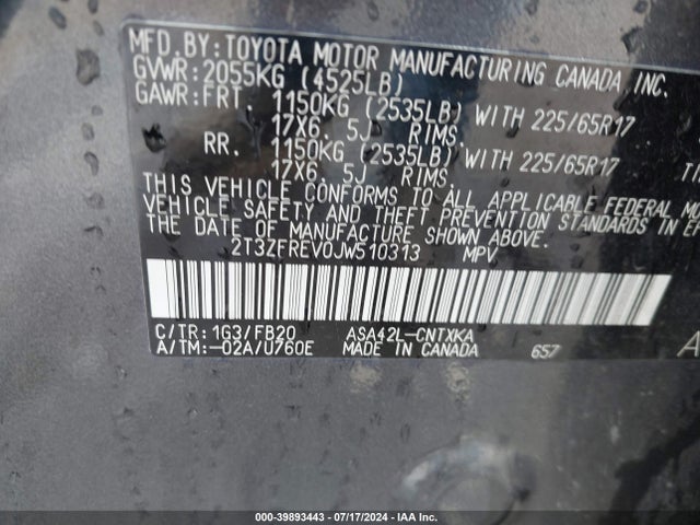 Toyota RAV4 LE 2018 2T3ZFREV0JW510313 Image 9