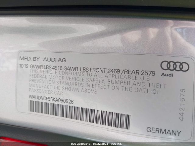 WAUDNCF55KA090926 Audi A5 45 Premium