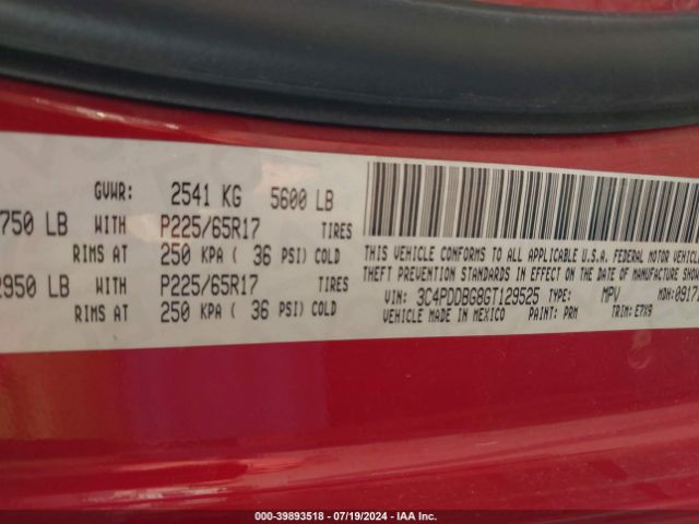 3C4PDDBG8GT129525 Dodge Journey Sxt