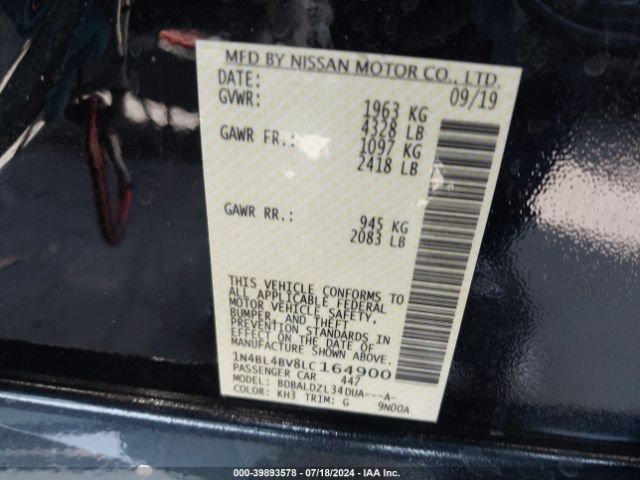 1N4BL4BV8LC164900 Nissan Altima S Fwd