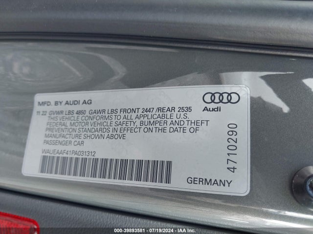 WAUEAAF41PA031312 Audi A4 Premium Plus 45 Tfsi S Line Quattro S Tronic