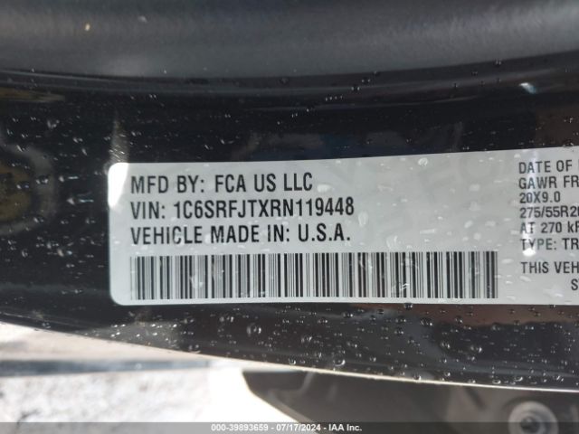 1C6SRFJTXRN119448 RAM 1500 Laramie  4x4 5'7 Box