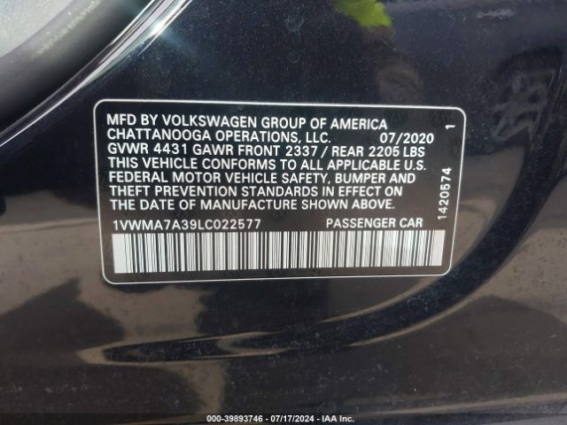 1VWMA7A39LC022577 Volkswagen Passat 2.0t R-line