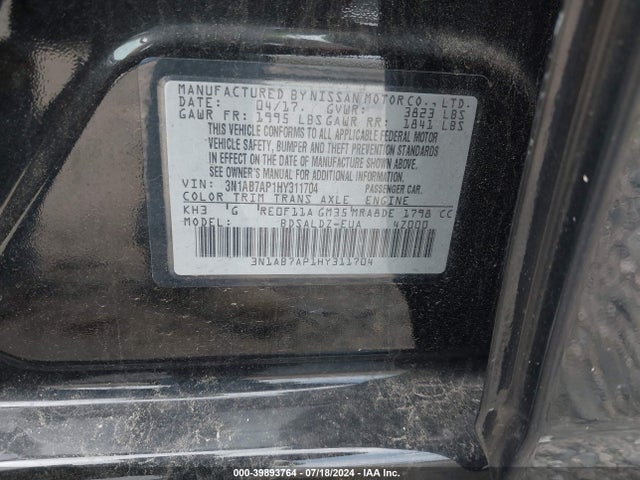 Nissan SENTRA SV 2017 3N1AB7AP1HY311704 Image 9