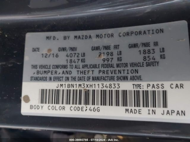 JM1BN1M3XH1134833 Mazda Mazda3 Grand Touring
