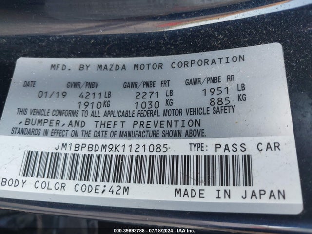 JM1BPBDM9K1121085 Mazda Mazda3 Preferred Package
