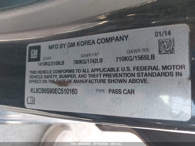 Chevrolet Spark Ls Auto 2014 KL8CB6S90EC510160 Image 9