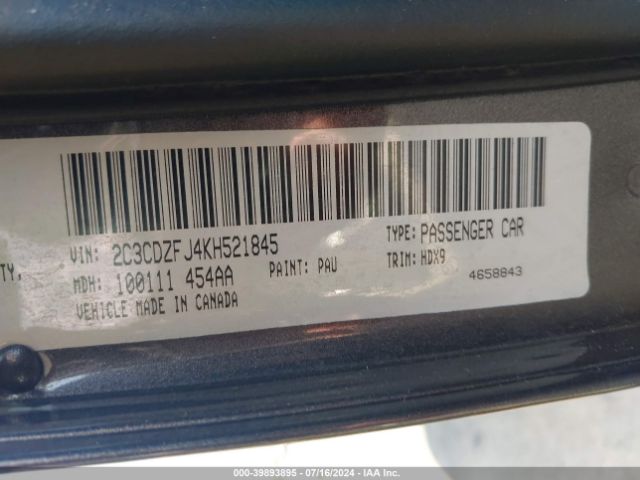 2C3CDZFJ4KH521845 Dodge Challenger R/t Scat Pack