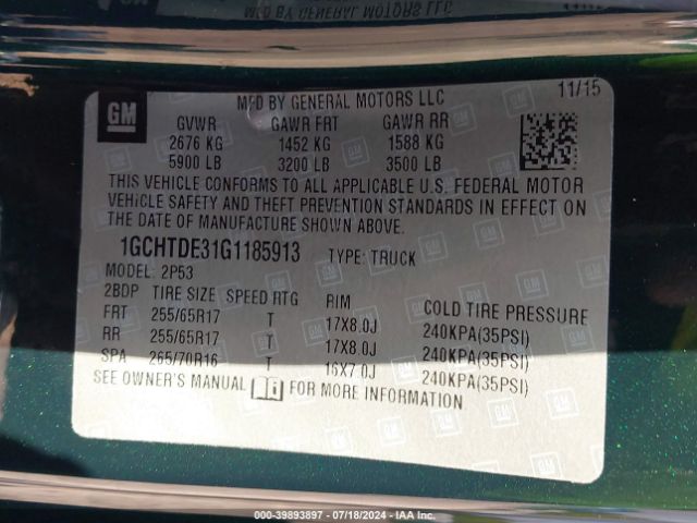 1GCHTDE31G1185913 Chevrolet Colorado Z71