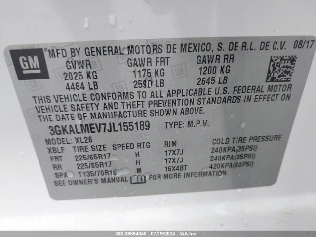 GMC Terrain Sle 2018 3GKALMEV7JL155189 Image 9