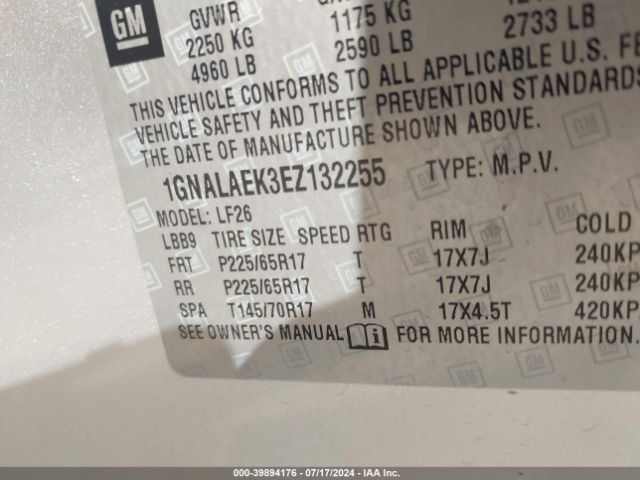 1GNALAEK3EZ132255 Chevrolet EQUINOX LS